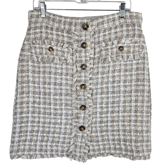 Ann Taylor Tweed Button Down Front Pockets Fully Lined Women's Skirt 10 NWT - Picture 1 of 4